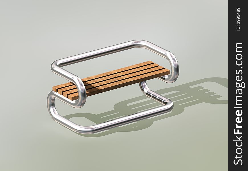 A chrome-wood combination bench