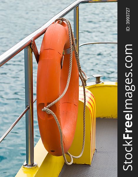 Life Rescue Ring Buoy On Shipboard