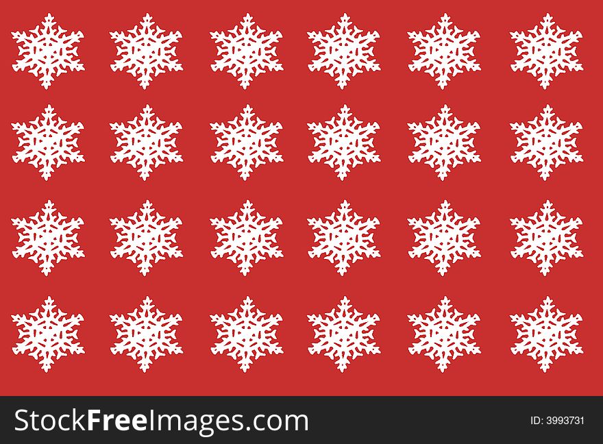 Snowflakes isolated over red background