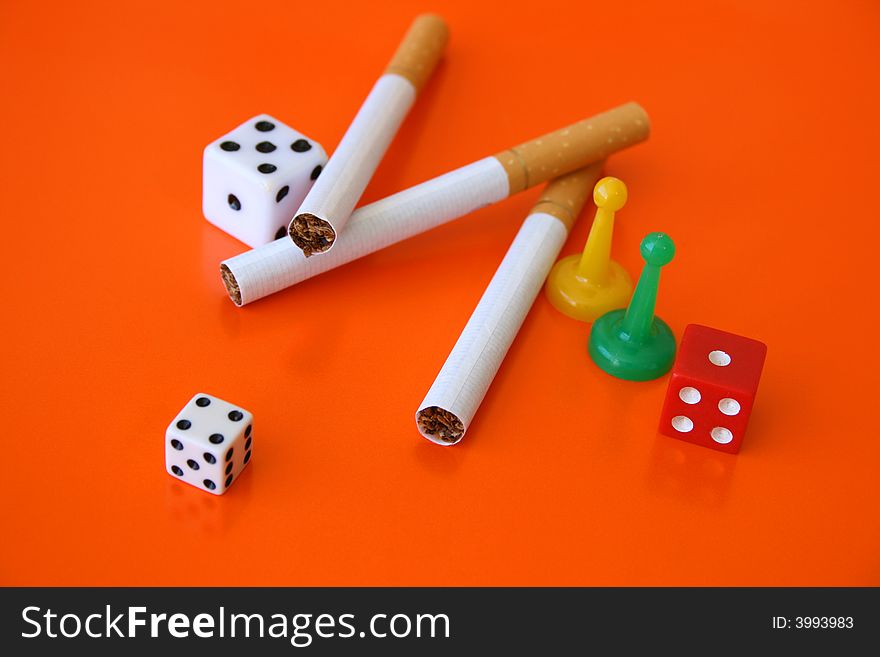 Cigarettes and dice, a gamble with your life. Cigarettes and dice, a gamble with your life