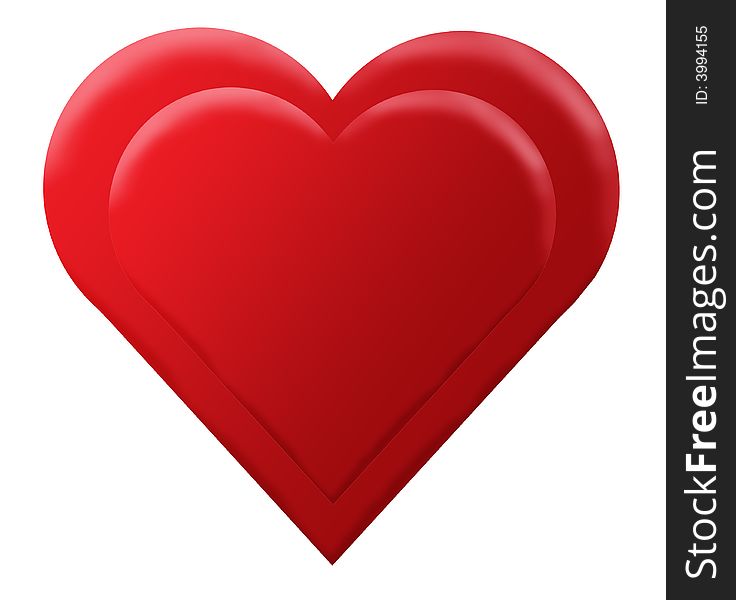 Red 3D heart illustration on white background