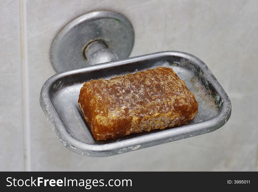 Toilet soap with seeds.