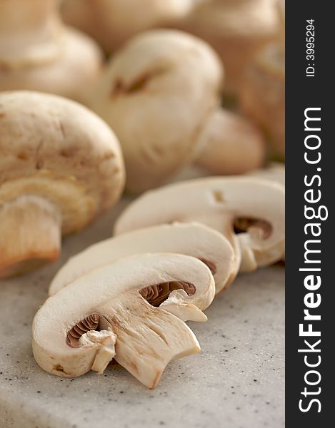 Mushrooms On A Cutting Board