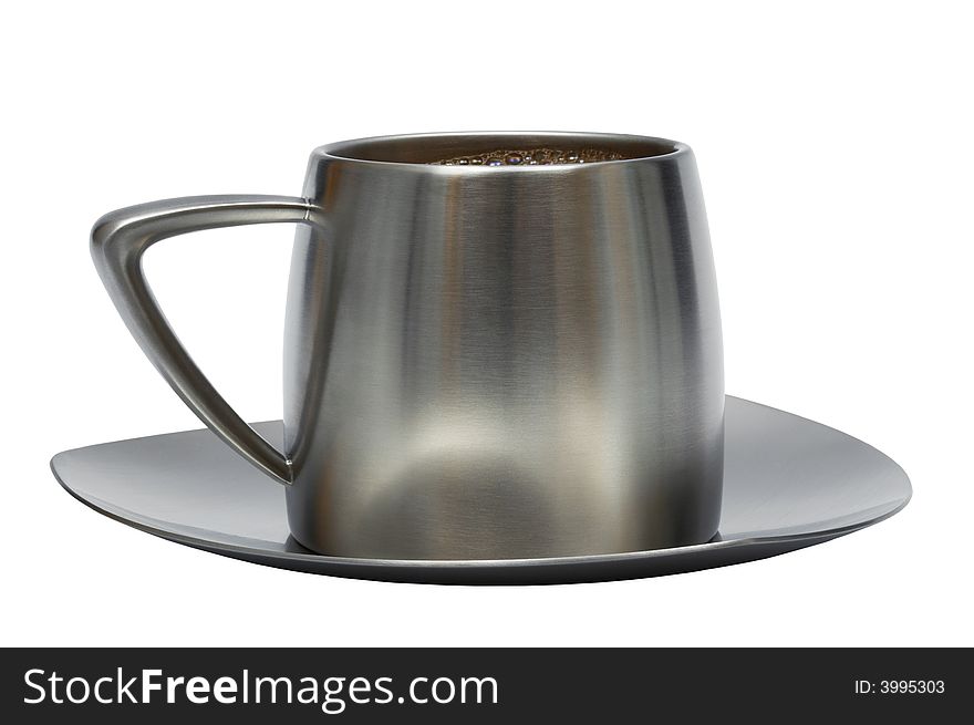 Coffee in a metal cup