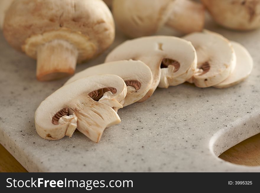 Mushrooms on a Cutting Board