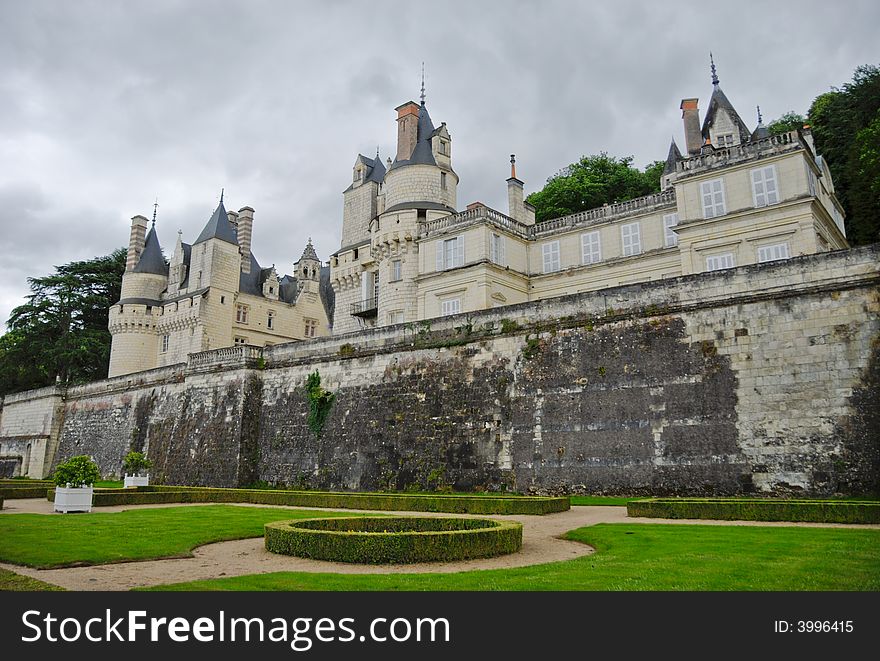 Chateau UsseÌ yard. Loire Valley, France. Chateau UsseÌ yard. Loire Valley, France.