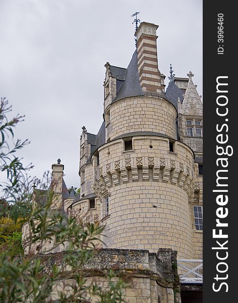 Front tower of Chateau Ussé, Loire Valley, France. Front tower of Chateau Ussé, Loire Valley, France.