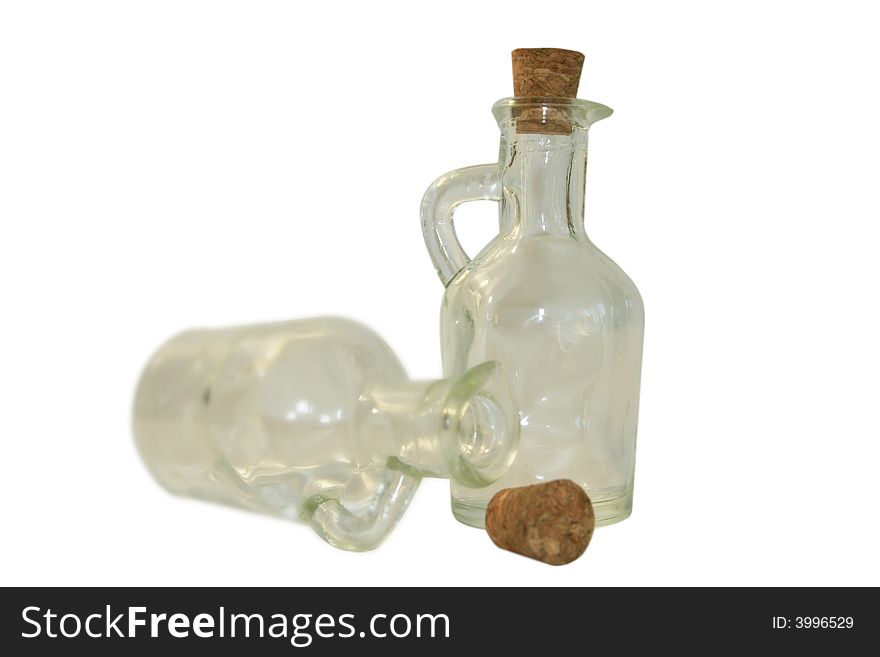Two small decanters  It is isolated on a white background