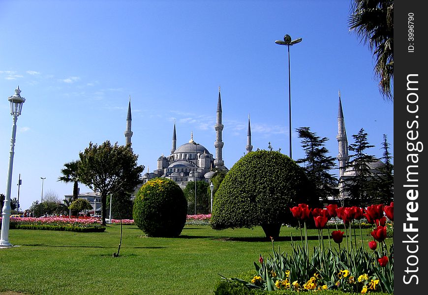 The Blue Mosque in a sunny day. The Blue Mosque in a sunny day.