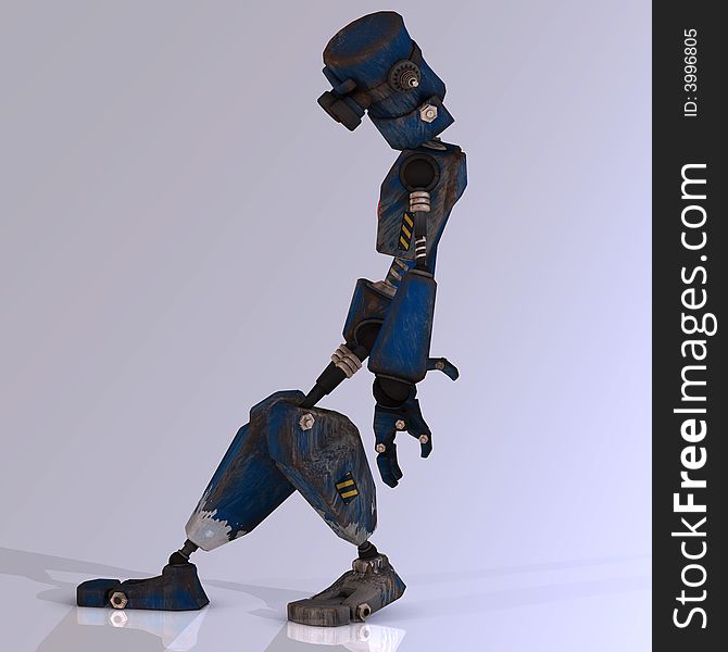 Futuristic cartoon roboter making funny moves with Clipping Path. Futuristic cartoon roboter making funny moves with Clipping Path