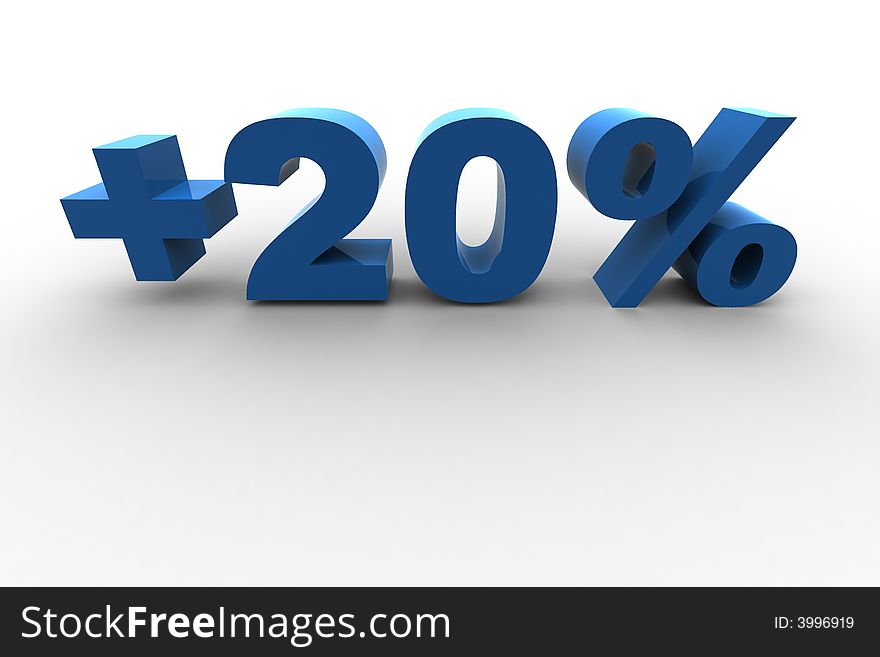 Isolated 20% - 3d illustration on white background