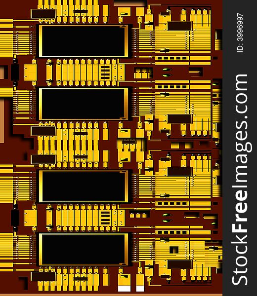 Electronic circuit board,2D digital art