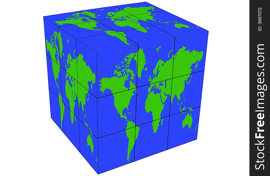 Computer generated image of world map