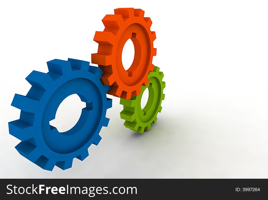 Isolated cogwheels - business network - illustration