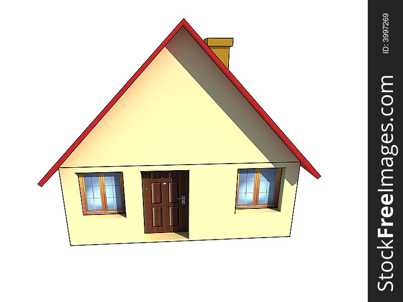 Isolated house illustration on white background - 3D