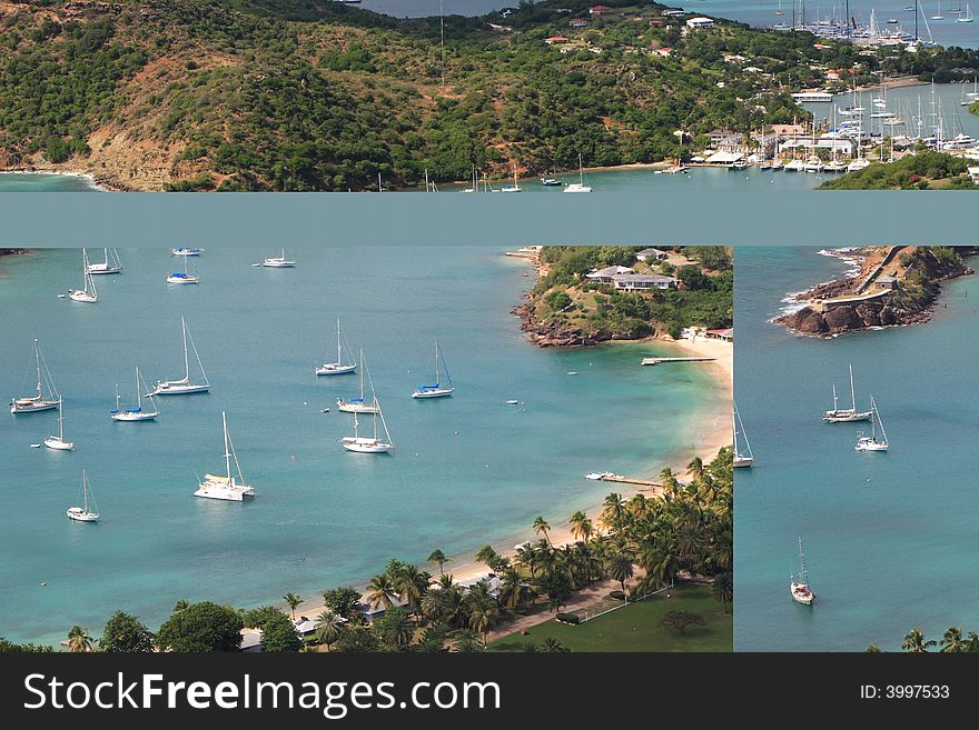 Panoramic View of the harbor on the island of Antigua. Panoramic View of the harbor on the island of Antigua