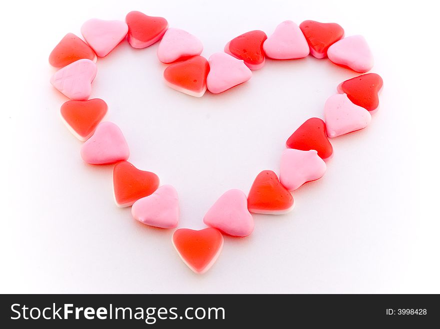 Heart shaped heart candys isolated on white