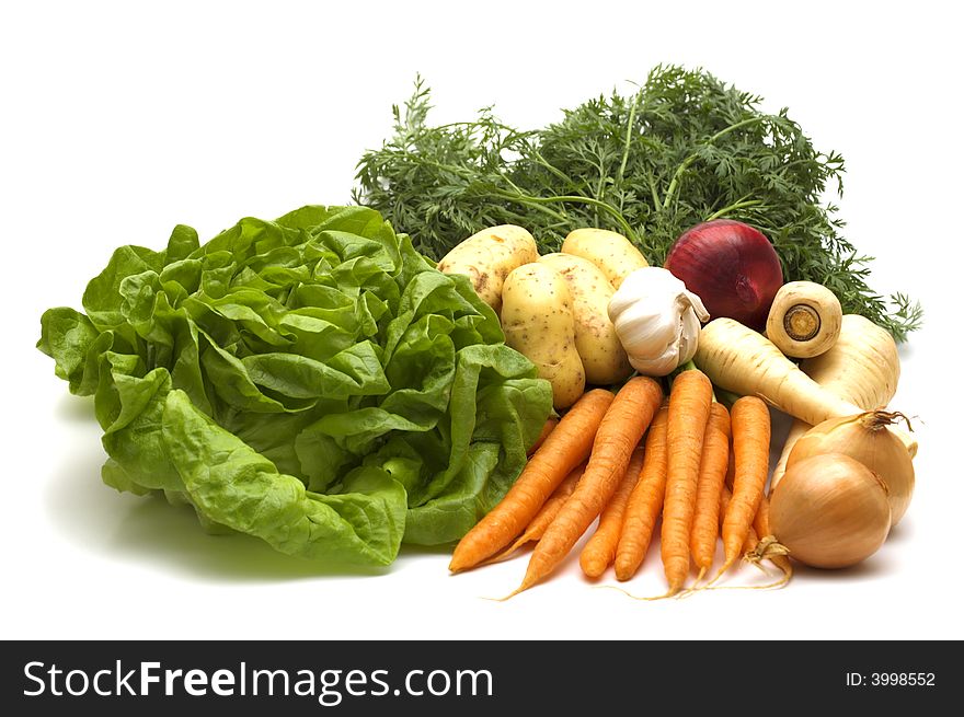 Fresh vegetables on white  background