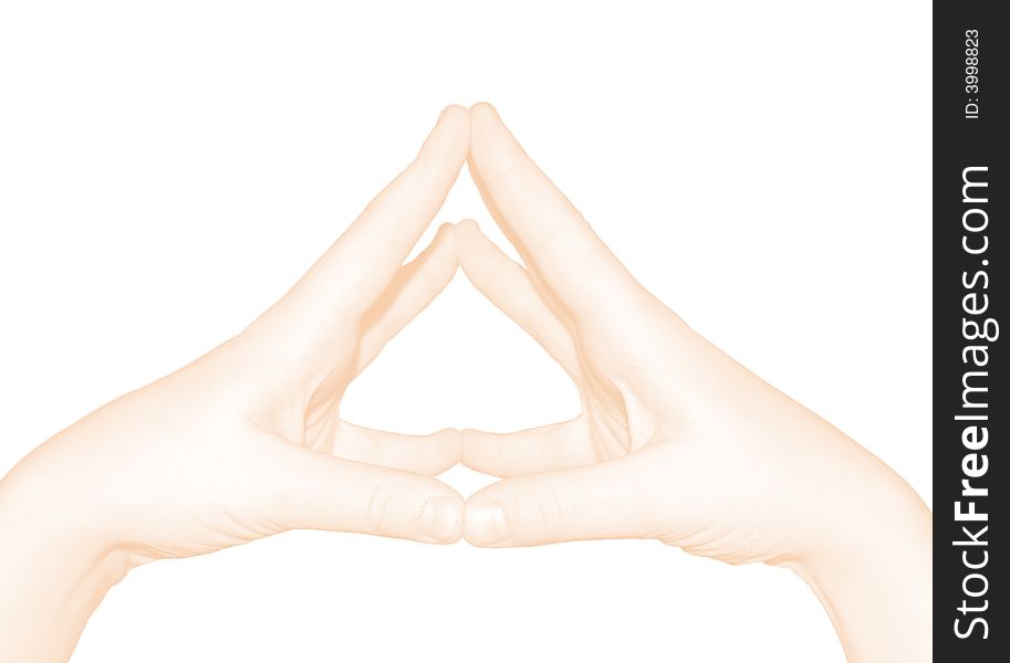Two hands of man represent a gesture in form roof of symbolic house. Background for a text. Two hands of man represent a gesture in form roof of symbolic house. Background for a text.