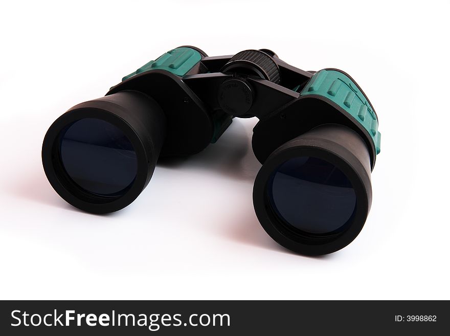 Spy binoculars on white background