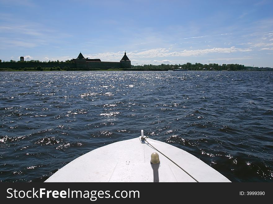 Boat going to Oreshek castle (Middle Ages, Russia). Boat going to Oreshek castle (Middle Ages, Russia)