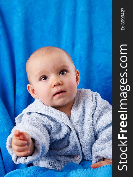 Portrait of little girl after bath