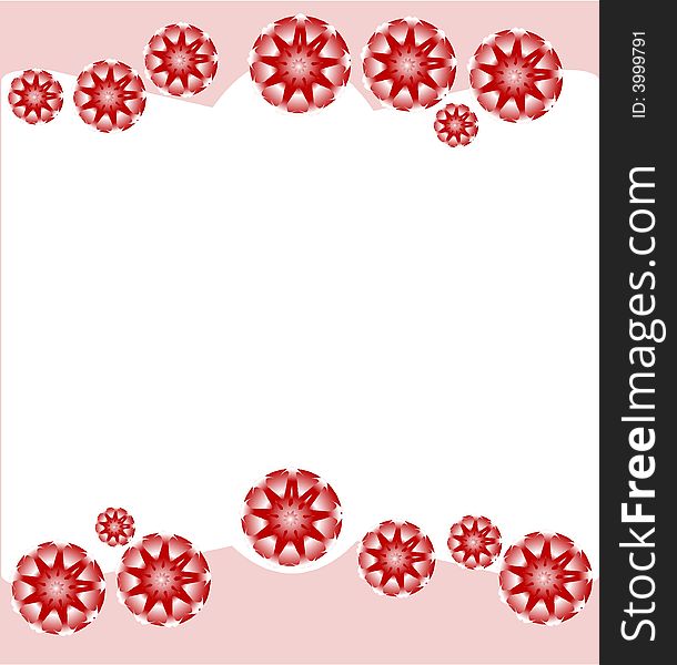 Decorative Snowball Letterhead in pinks, red, and white.