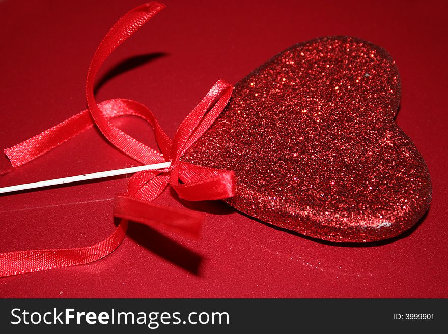 Red heart on red background, Saint Valentine day