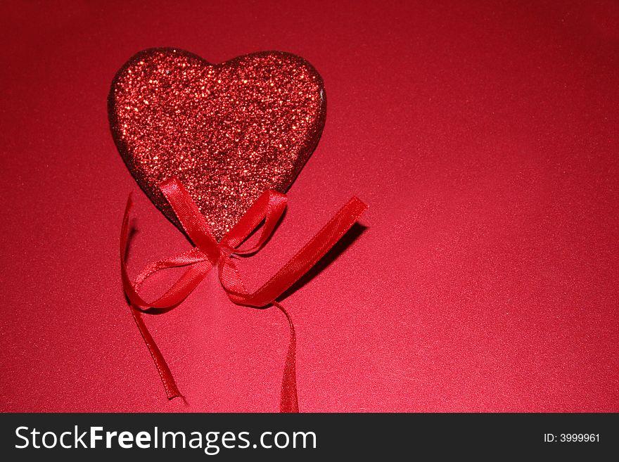 Red heart on red background, Saint Valentine day
