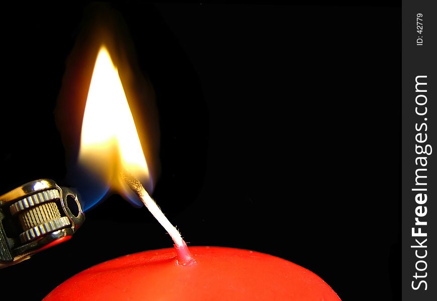 Red Candle With Lighter