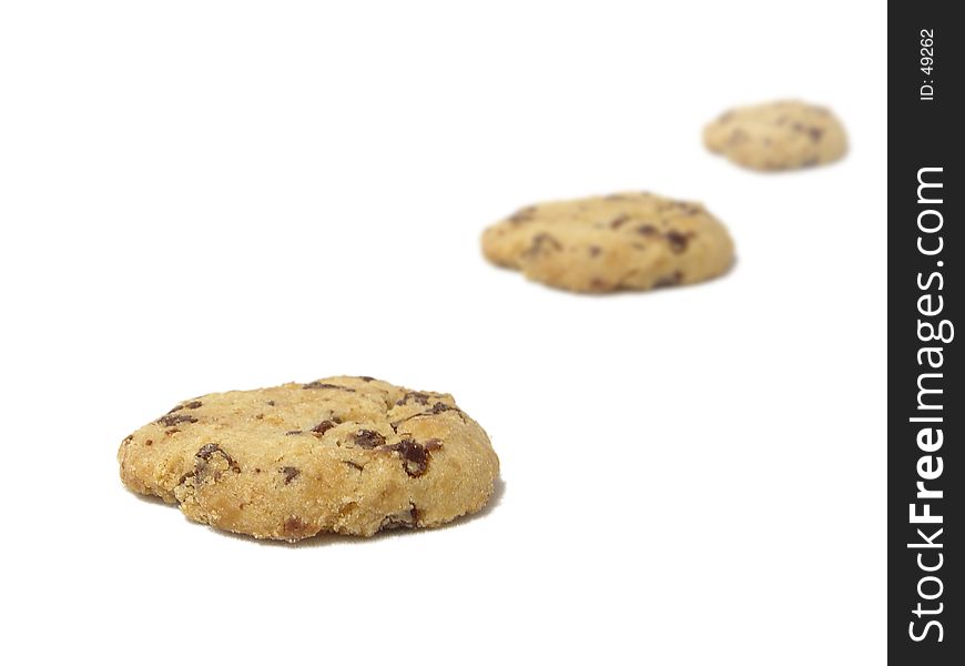 3 cookies isolated on a white background