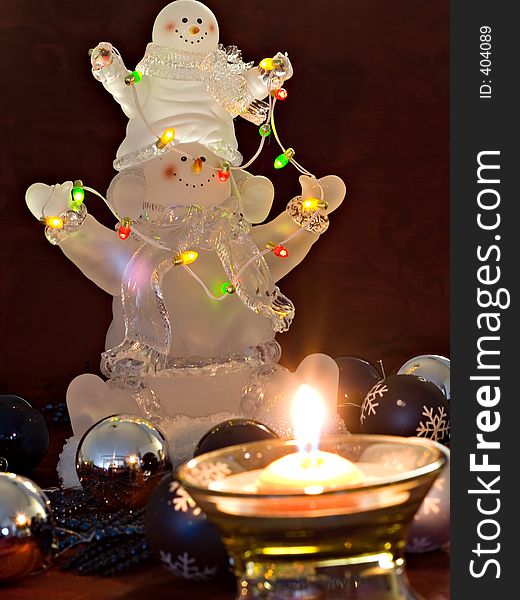 Candlelit snowman ornament. Candlelit snowman ornament.