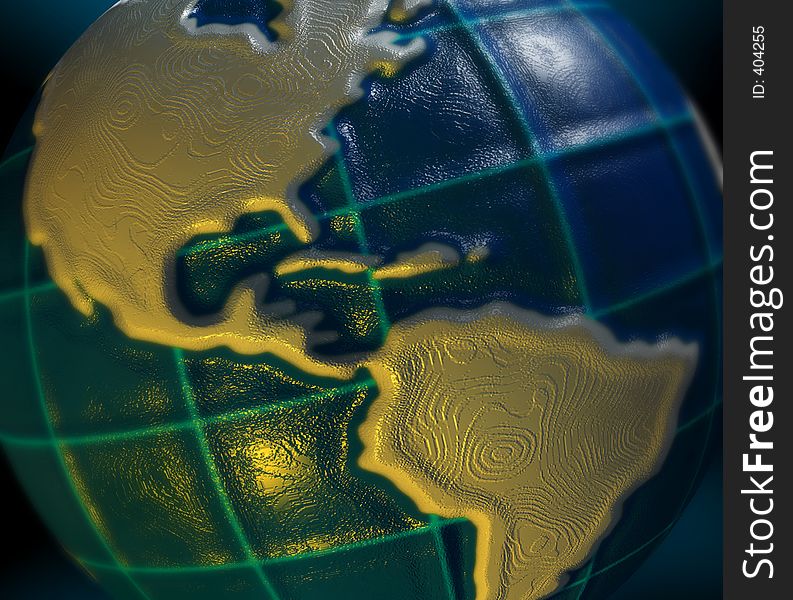 Abstract Earth globes, America - 3d render. Abstract Earth globes, America - 3d render