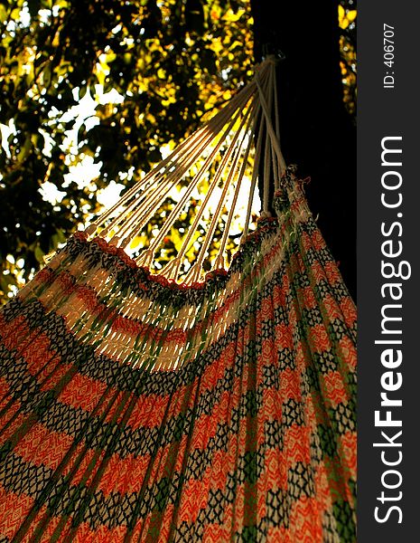 Colofrul hammock with warm summer background. Colofrul hammock with warm summer background