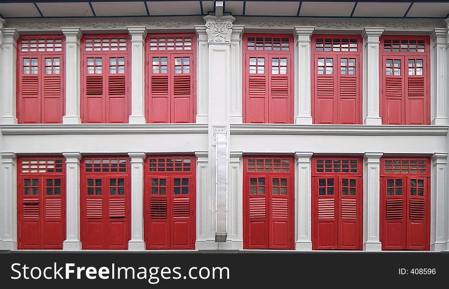 Shophouse windows in Chinatown, Singapore. Shophouse windows in Chinatown, Singapore