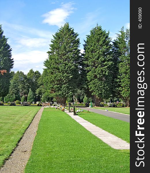 Manicured gardens in a cemetary. Manicured gardens in a cemetary