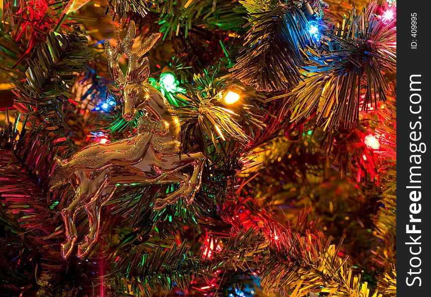 A golden Christmas Tree reindeer.