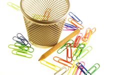 Paper Clips And Basket Stock Images