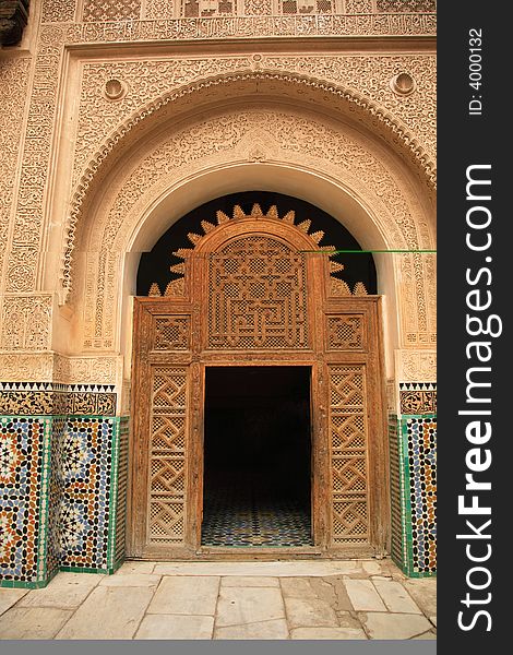 Decorative palace doorway in Morocco North Africa