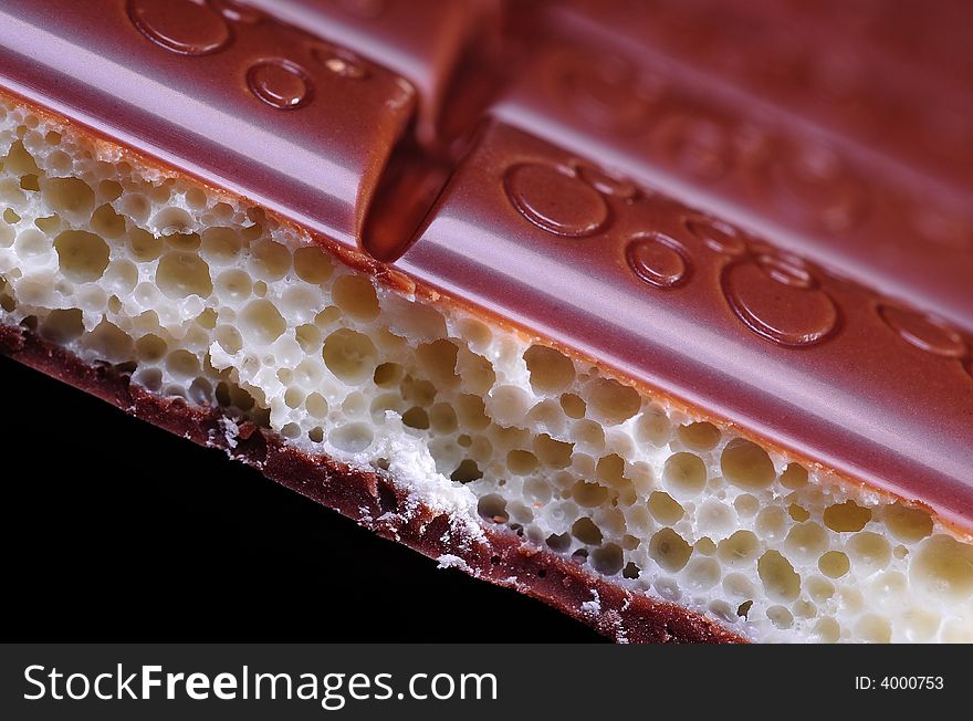 Close up of a bitter porous chocolat