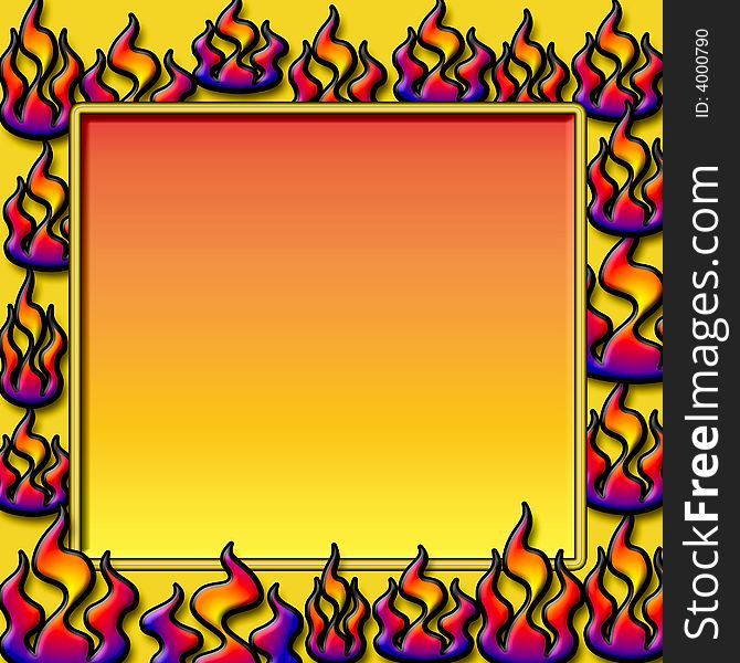 Colorful flaming fire on cutout frame illustration. Colorful flaming fire on cutout frame illustration