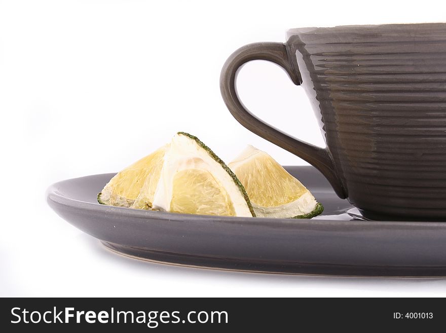 Coffee cups against white background