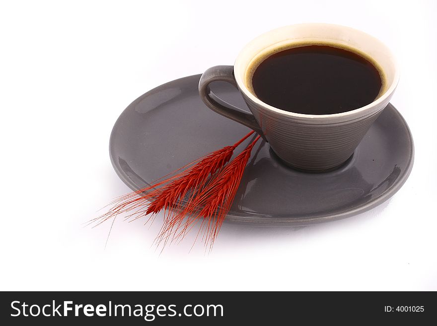 Coffee cups against white background