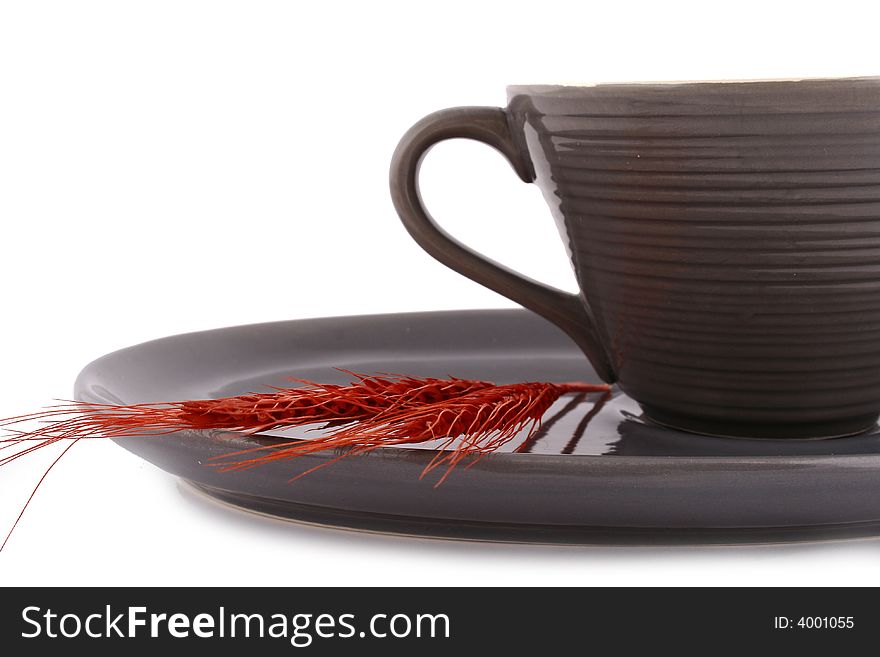 Coffee cups against white background