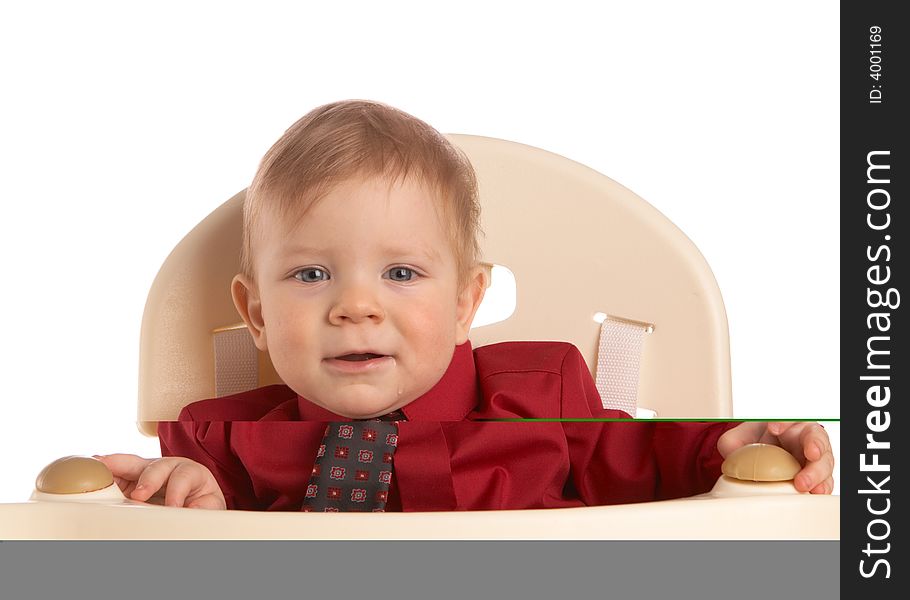 Portrait of baby in a shirt with a tie. Portrait of baby in a shirt with a tie