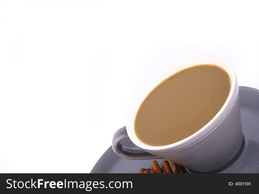 Coffee cups against white background