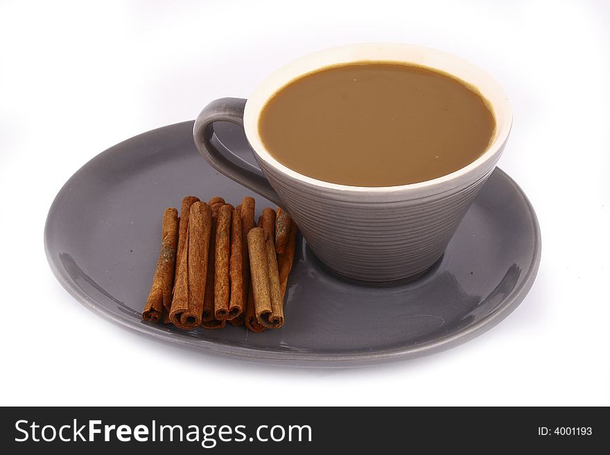 Coffee cups against white background