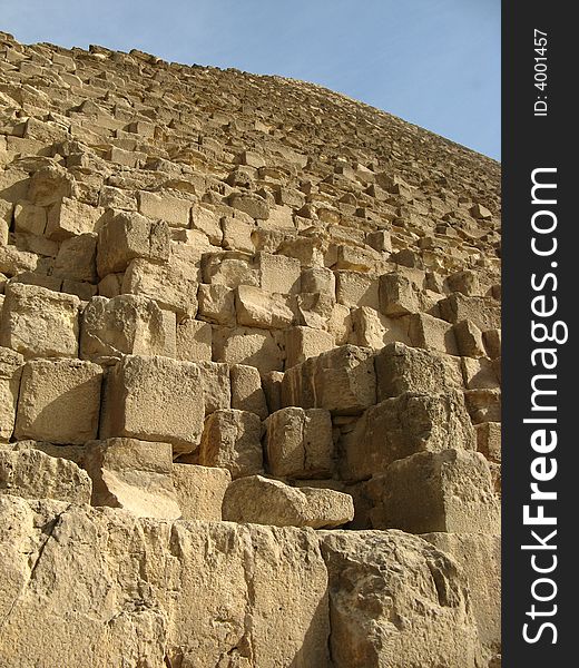 The stonework of the Great pyramids of Cheops in Giza near Cairo, Egypt.