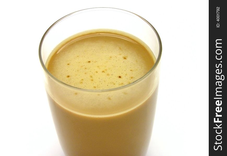 Glass of cold coffee milk drink. Glass of cold coffee milk drink