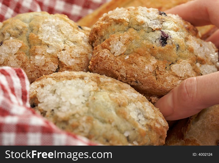 Blueberry Muffins in Basket